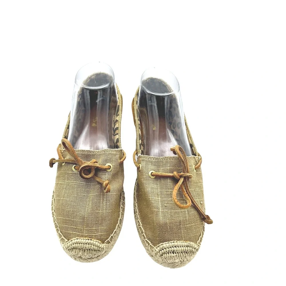 Sperry Gold Espadrille Boat Shoes Top Sider Women's Casual Slip On Loafers SZ 8M